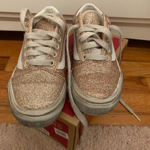 Kids Glitter Vans rose gold